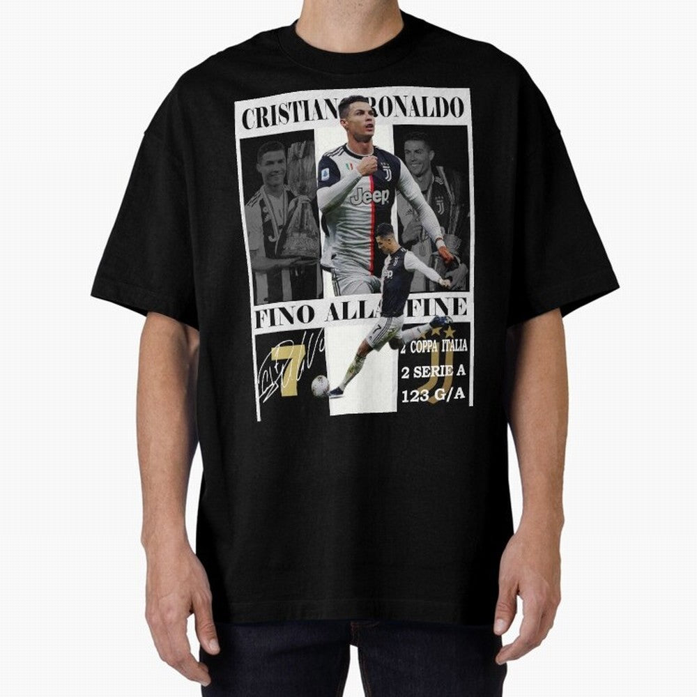 Cristiano Ronaldo Juventus Poster - Iconic CR7 Turin Fan Art Print Oversized T-Shirt Bring a Champion Mindset to Global Football Passion for FIFA World Cup 2026, with Messi, CR7 and Mbappe, Spain and Netherlands, Tournament Hype, Historic Matchups,