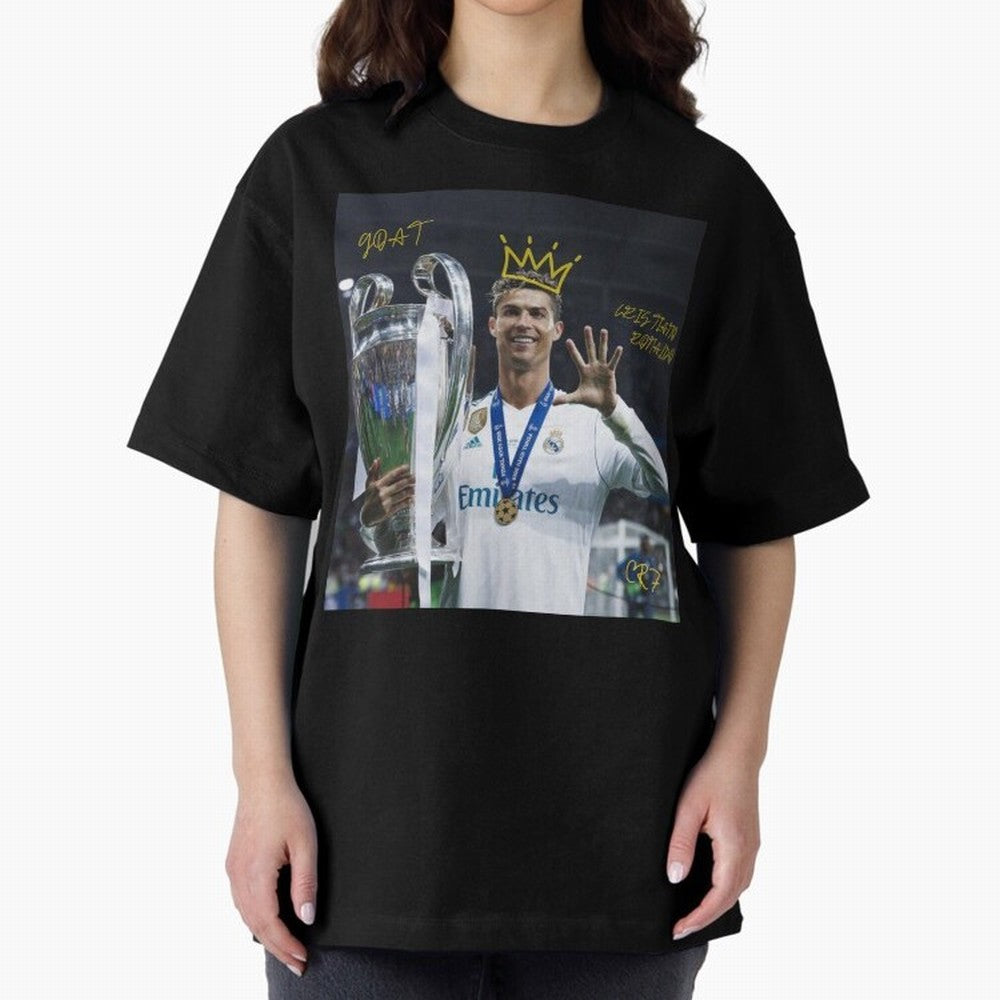 Cristiano Ronaldo- GOAT Oversized T-Shirt Carry the Colors and Pride of FIFA World Cup 2026 Group Stage for Fans of CR7 and Messi and Germany, Bringing Worldwide Fan Energy, Dramatic Goals, Stadium Lights and Championship Celebrations; Perfect for