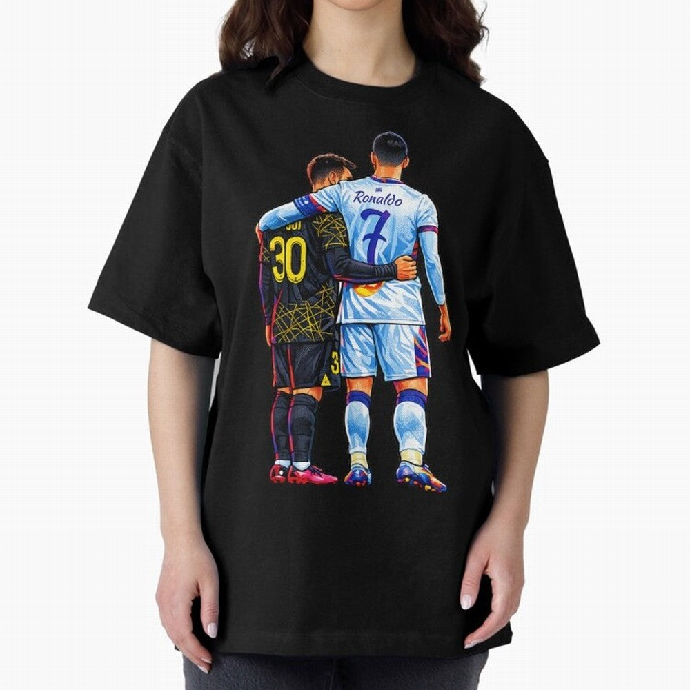 2 GOATS Oversized T-Shirt Celebrate Golden Goal Energy in the FIFA World Cup 2026 USA Canada Mexico Journey through Mbappe and Neymar Highlights, England and Germany Pride, Supporter Pride, Iconic Celebrations, Legendary Names and Global Match Day