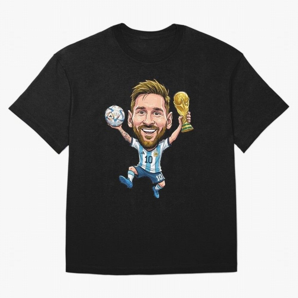 Messi Campion Caricatur Oversized T-Shirt Make Every Match About FIFA World Cup 2026 Spirit, Built around Netherlands, Haaland, Fan Favorite Moments, National Team Passion, Big Match Drama and Soccer History; Built for Supporters Chasing Trophy