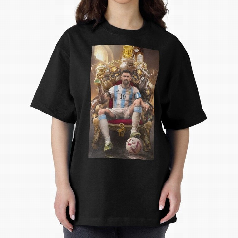 Lionel Messi Oversized T-Shirt Support FIFA World Cup 2026 Celebrating CR7 and Messi, Brazil, Portugal and Argentina Energy, Worldwide Fan Energy, Dramatic Goals, Stadium Lights and Championship Celebrations; Ideal for Passionate Fans Who Love