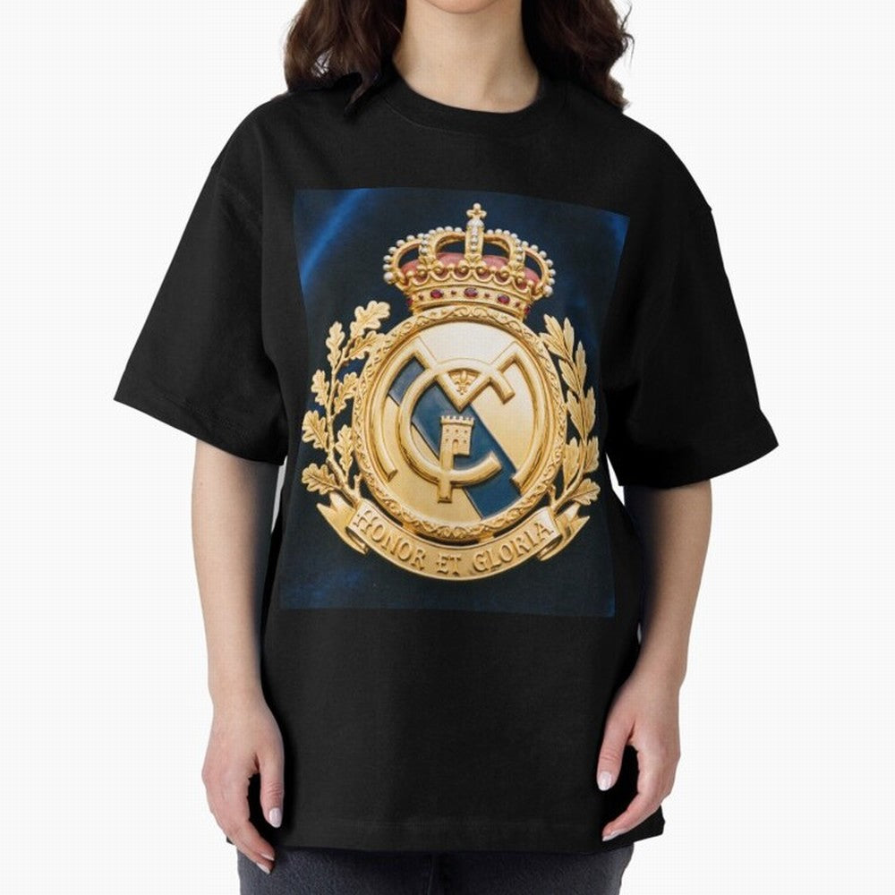 Madrid Honor y Gloria Oversized T-Shirt Follow Global Football Passion for FIFA World Cup 2026 USA Canada Mexico, with Cristiano Ronaldo, Argentina, France and Brazil, Supporter Pride, Iconic Celebrations, Legendary Names and Global Match Day