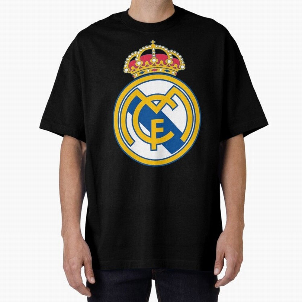 The Madrid Cf Logo Oversized T-Shirt Back Your Heroes with FIFA World Cup 2026 Group Stage Connected to Haaland, Brazil Energy, Soccer Culture, Superstar Moments, National Team Dreams and Competitive Fire; Ideal for Fans Who Follow Messi, Cristiano