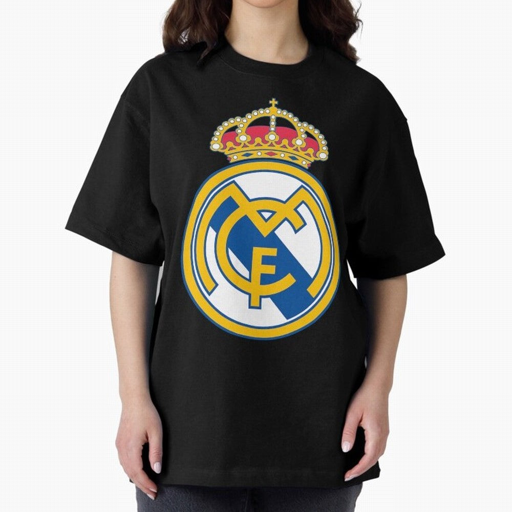 The Madrid Cf Logo Oversized T-Shirt Back Your Heroes with FIFA World Cup 2026 Group Stage Connected to Haaland, Brazil Energy, Soccer Culture, Superstar Moments, National Team Dreams and Competitive Fire; Ideal for Fans Who Follow Messi, Cristiano