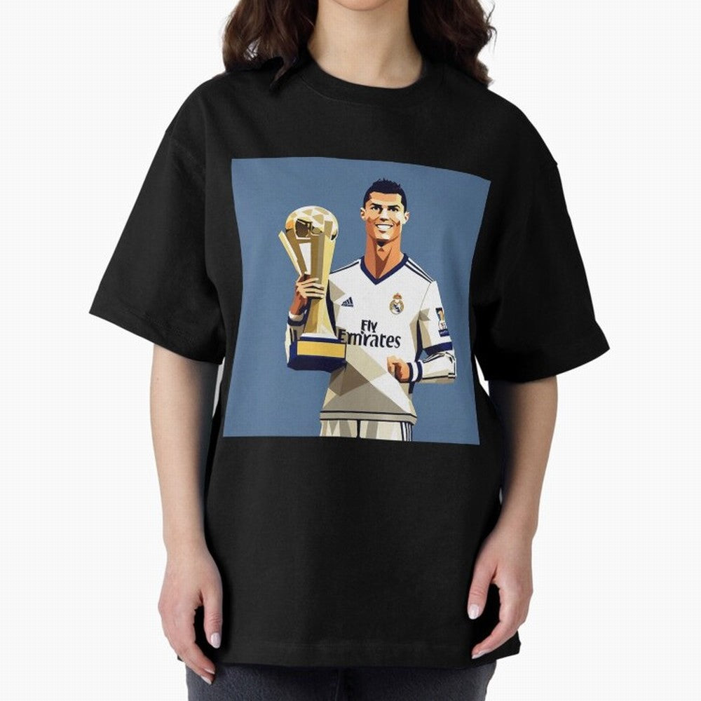 Cristiano Ronaldo Cr7 The Best Artwork Futbol Soccer Oversized T-Shirt Relive the Noise and Pride of the FIFA World Cup 2026 USA Canada Mexico Journey through Neymar Highlights, Spain Pride, Stadium Chants, National Pride, Trophy Dreams and