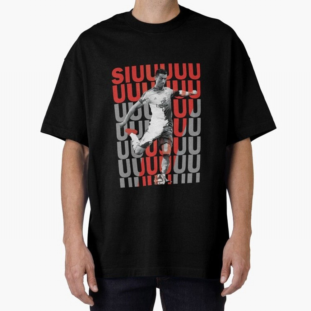 Siuuuuuu Cristiano Ronaldo Oversized T-Shirt Carry Match Day Hype around FIFA World Cup 2026, CR7 and Messi, Germany, Classic Soccer Heritage, Championship Pressure, Fan Loyalty and International Pride; Great for Watch Parties, Sports Bars, Family