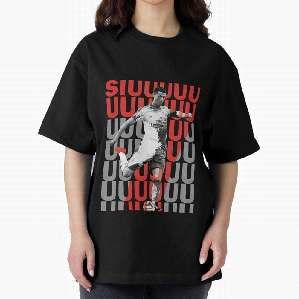 Siuuuuuu Cristiano Ronaldo Oversized T-Shirt Carry Match Day Hype around FIFA World Cup 2026, CR7 and Messi, Germany, Classic Soccer Heritage, Championship Pressure, Fan Loyalty and International Pride; Great for Watch Parties, Sports Bars, Family