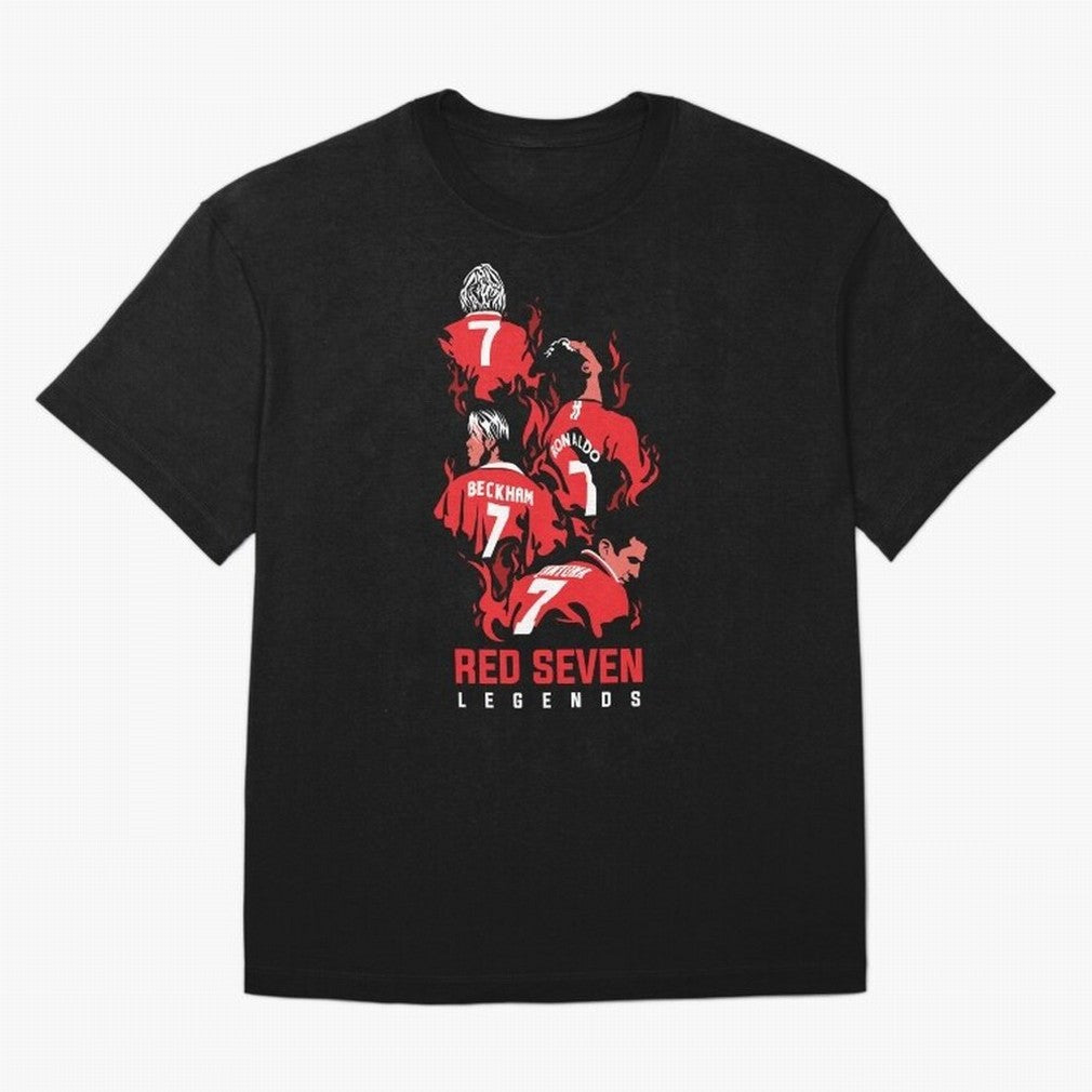 The Red Seven - Man Utd Oversized T-Shirt Live the Energy of FIFA World Cup 2026 for Fans of Messi, Neymar and Mbappe and Brazil, Portugal and Argentina, Bringing Vintage Soccer Flavor, Modern Football Stars, National Flags and Final Night Emotion;
