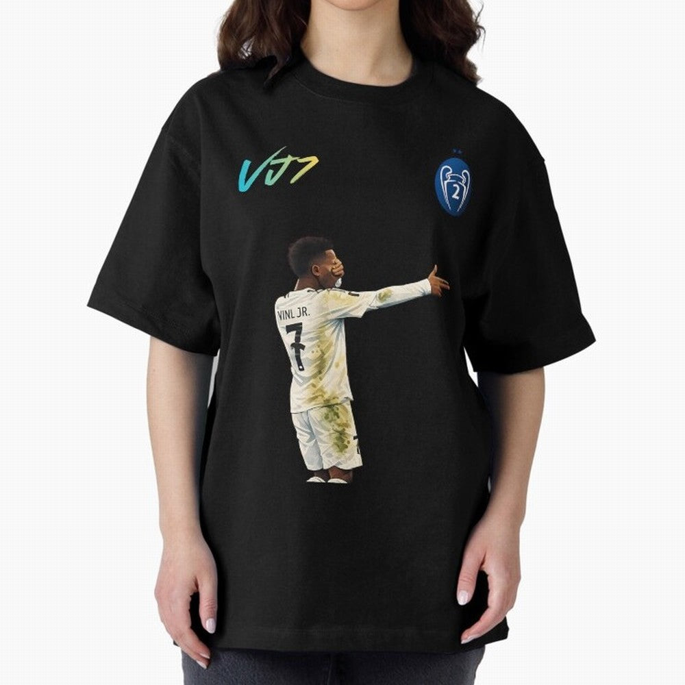 Vini Jr Oversized T-Shirt Relive the Noise and Pride of FIFA World Cup 2026 USA Canada Mexico Capturing Messi, Neymar and Mbappe, Portugal, Spain and Germany Energy, Match Day Excitement, Supporter Culture, Golden Goals and Global Football Passion;