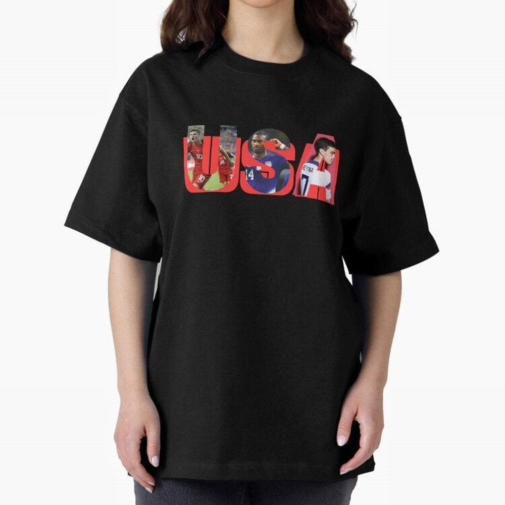 USA Soccer Cristian Pulisic, Haji Wright, Gio Reyna Oversized T-Shirt Stand Proud for Match Day Hype around FIFA World Cup 2026 Group Stage, Haaland and Mbappe, France, Stadium Memories, Football Loyalty, International Chants and Championship