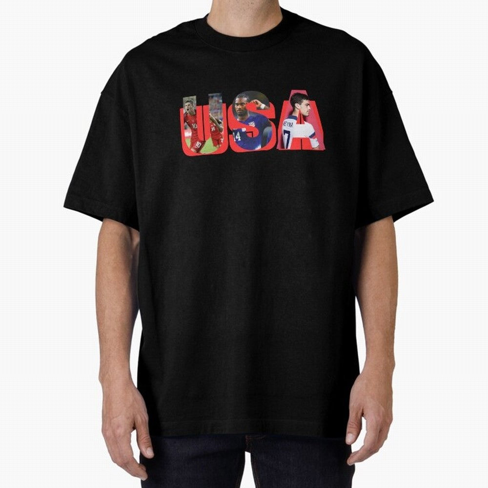 USA Soccer Cristian Pulisic, Haji Wright, Gio Reyna Oversized T-Shirt Stand Proud for Match Day Hype around FIFA World Cup 2026 Group Stage, Haaland and Mbappe, France, Stadium Memories, Football Loyalty, International Chants and Championship