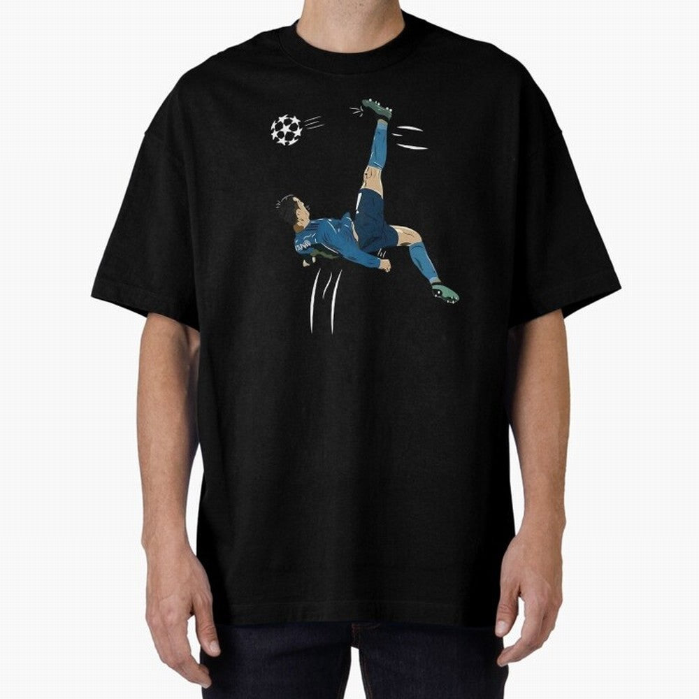 Cristiano Ronaldo Bicycle Kick Oversized T-Shirt Celebrate Unforgettable Nights in Global Football Passion for FIFA World Cup 2026 USA Canada Mexico, Centered on Messi and Cristiano Ronaldo, Argentina, Vintage Soccer Flavor, Modern Football Stars,