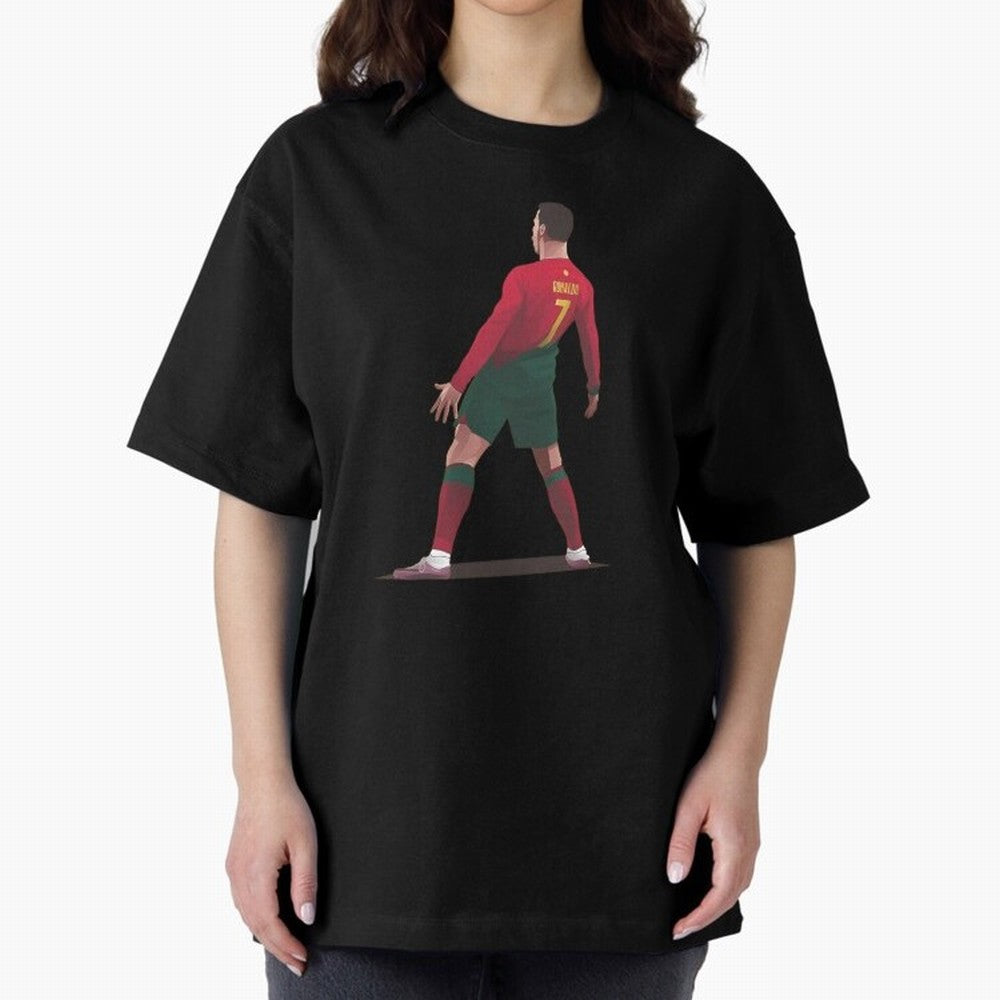 CR7 Celebration Pose Oversized T-Shirt Get Ready for FIFA World Cup 2026 USA Canada Mexico Capturing Messi, France Energy, Worldwide Fan Energy, Dramatic Goals, Stadium Lights and Championship Celebrations; Great for Watch Parties, Sports Bars,