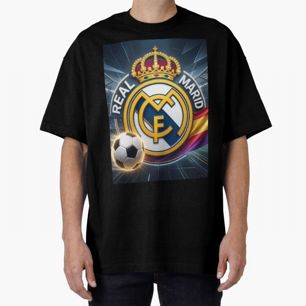 Pelot¨®n Real Madrid Oversized T-Shirt Treasure Match Day Hype around FIFA World Cup 2026, Mbappe and Neymar, Spain and Netherlands, Retro Football Energy, Iconic Rivalries, Trophy Chase Drama and Stadium Atmosphere; Ideal for Fans Who Follow