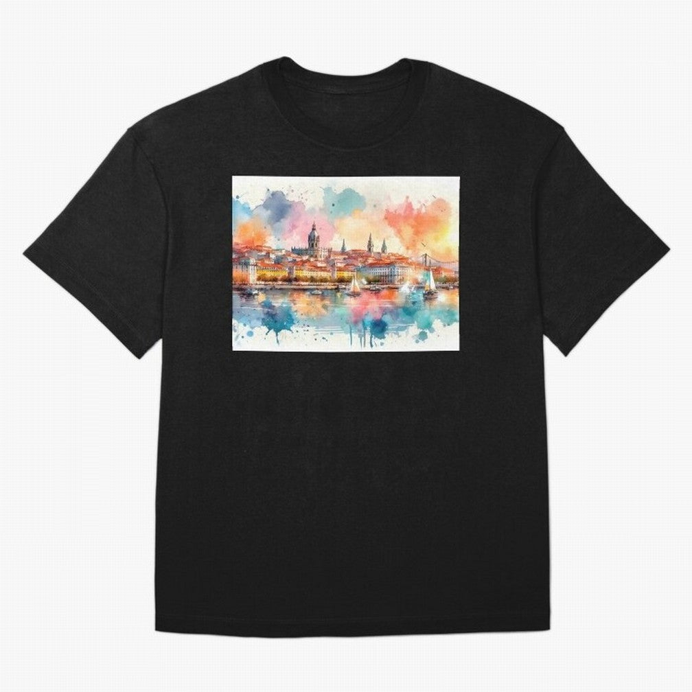 Lisbon cityscape with sailboats Oversized T-Shirt Turn Every Weekend Toward Match Day Hype around FIFA World Cup 2026 USA Canada Mexico, CR7 and Messi, England, France and Netherlands, Match Day Excitement, Supporter Culture, Golden Goals and