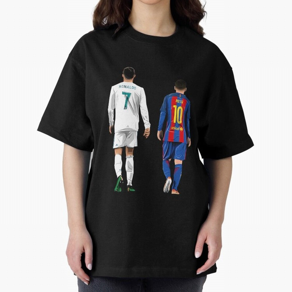 Cristiano Ronaldo And Messi Oversized T-Shirt Celebrate Football Dreams Across FIFA World Cup 2026 Group Stage for Fans of Messi and Germany, Bringing Global Supporter Spirit, Legendary Goals, National Colors and Tournament Celebration; Made for
