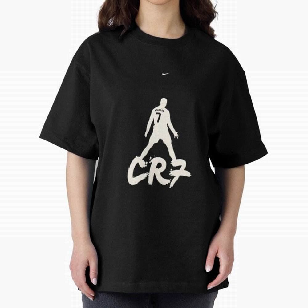 Cristiano Ronaldo CR7 Minimalist Silhouette Football Art Oversized T-Shirt Honor Champions and Dreams in FIFA World Cup 2026 Group Stage for Fans of CR7 and Messi and Argentina and Brazil, Bringing Classic Soccer Heritage, Championship Pressure,