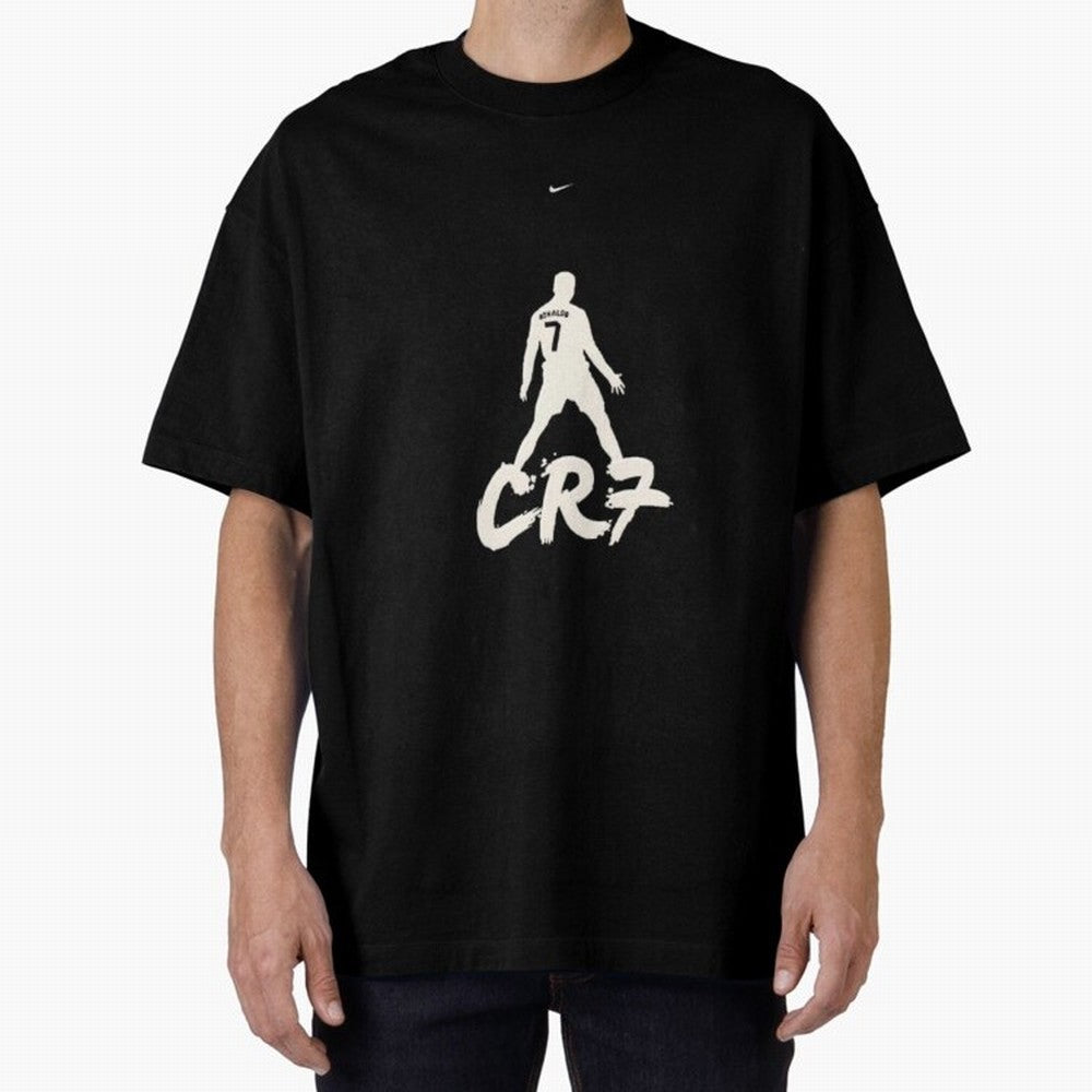 Cristiano Ronaldo CR7 Minimalist Silhouette Football Art Oversized T-Shirt Honor Champions and Dreams in FIFA World Cup 2026 Group Stage for Fans of CR7 and Messi and Argentina and Brazil, Bringing Classic Soccer Heritage, Championship Pressure,