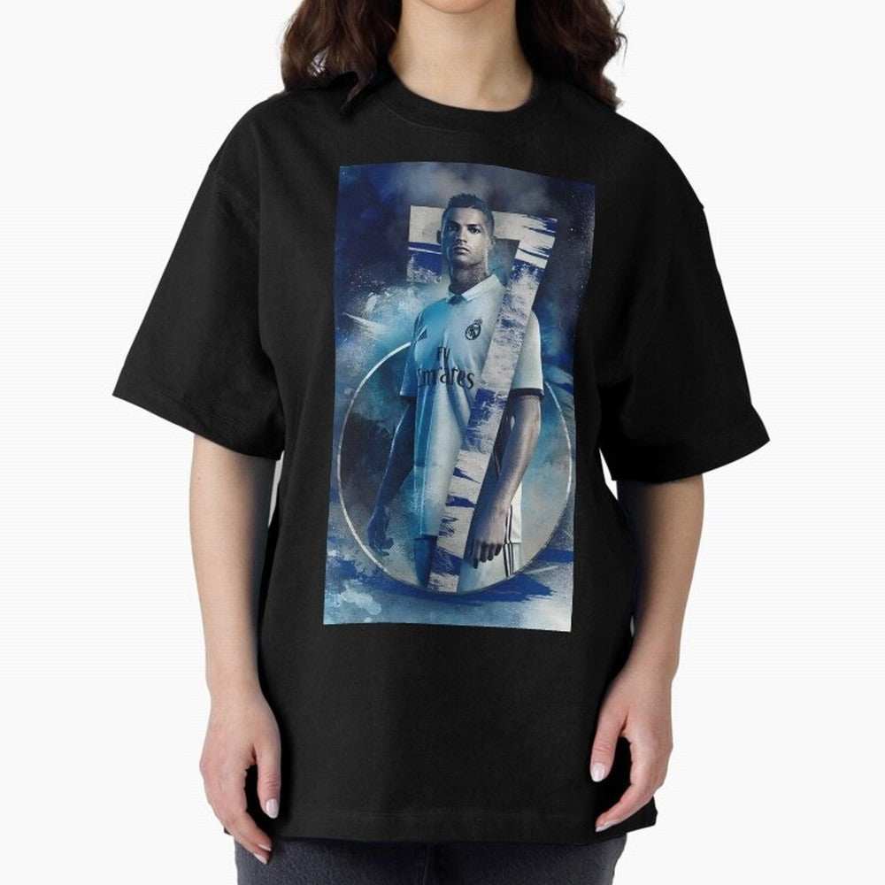 Cr7 art design wallpaper Oversized T-Shirt Embrace Match Day Hype around FIFA World Cup 2026 USA Canada Mexico, Mbappe, England, France and Netherlands, Sports Nostalgia, International Competition, Famous Players and Unforgettable Victories; Great