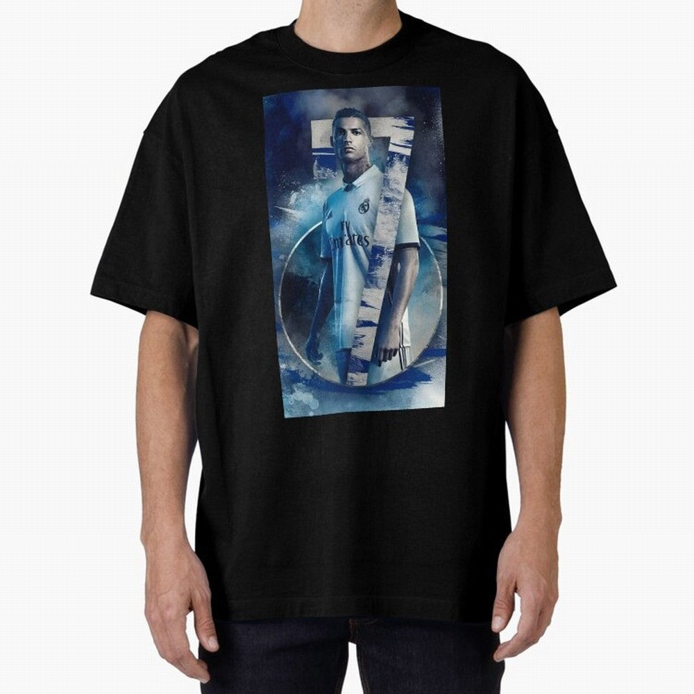 Cr7 art design wallpaper Oversized T-Shirt Embrace Match Day Hype around FIFA World Cup 2026 USA Canada Mexico, Mbappe, England, France and Netherlands, Sports Nostalgia, International Competition, Famous Players and Unforgettable Victories; Great