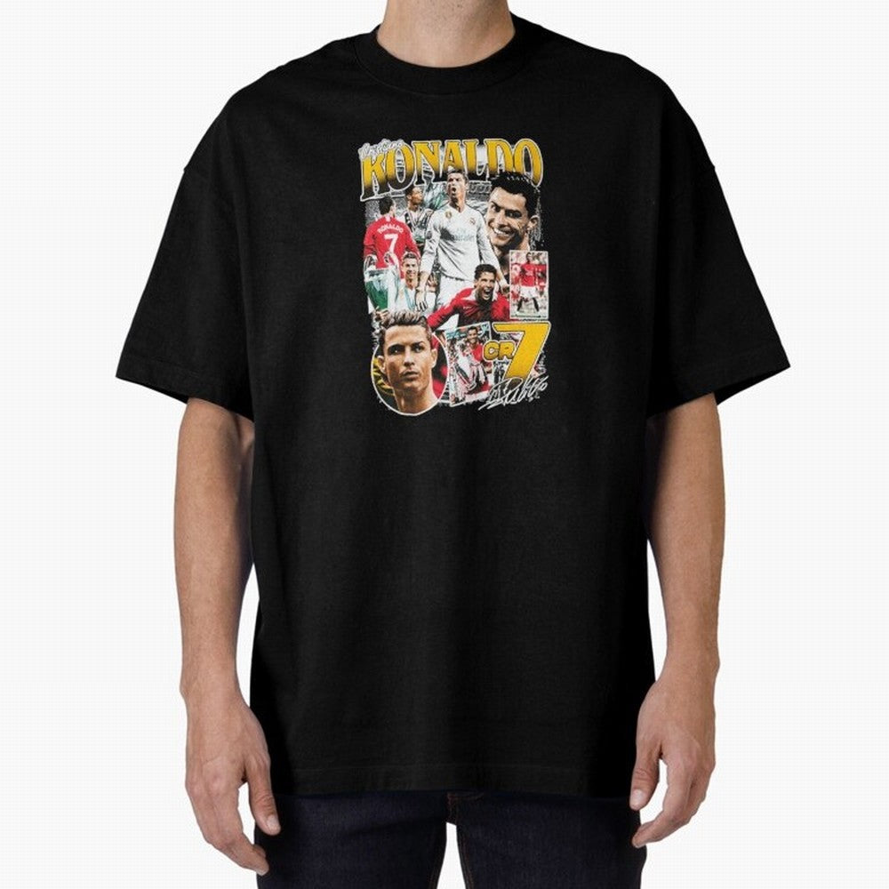 Cristiano Ronaldo Cr7 Collage Oversized T-Shirt Back Your Heroes with Match Day Hype around FIFA World Cup 2026, Messi and Cristiano Ronaldo, England, France and Netherlands, Stadium Chants, National Pride, Trophy Dreams and Unforgettable Football