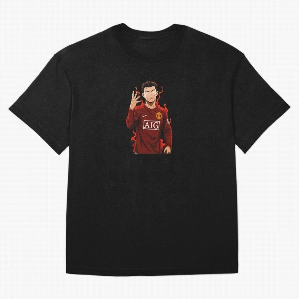 Cristiano Ronaldo Anime Art Blue Lock Inspired Football Legend Oversized T-Shirt Follow the Road to FIFA World Cup 2026 Group Stage Capturing CR7 and Messi, England Energy, Championship Spirit, Famous Goals, Roaring Crowds and International
