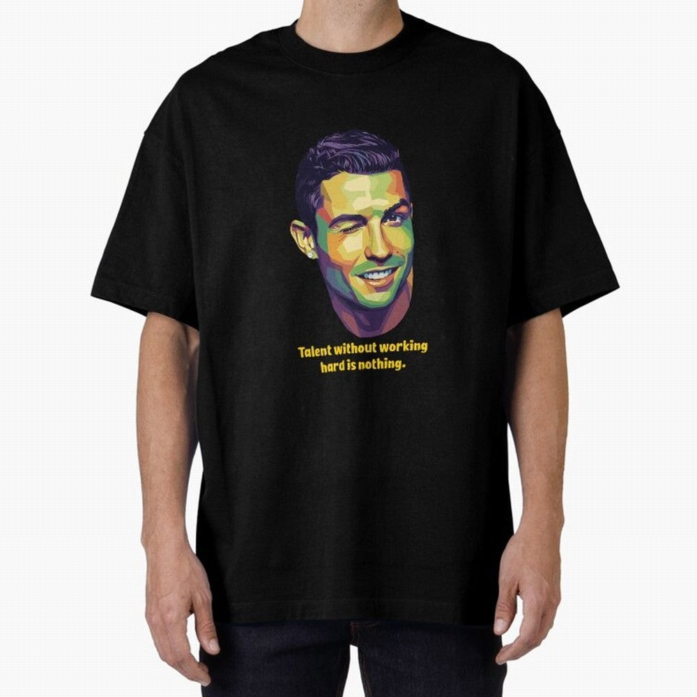 Cristiano Ronaldo Quotes Oversized T-Shirt Fuel Global Football Passion for FIFA World Cup 2026 Group Stage, Centered on Neymar, Haaland and Cristiano Ronaldo, Brazil, Championship Spirit, Famous Goals, Roaring Crowds and International Football