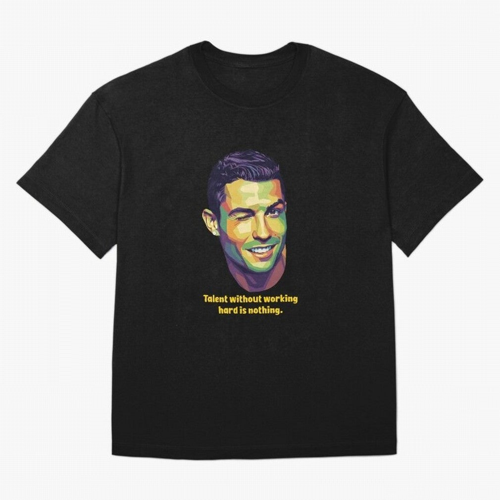 Cristiano Ronaldo Quotes Oversized T-Shirt Fuel Global Football Passion for FIFA World Cup 2026 Group Stage, Centered on Neymar, Haaland and Cristiano Ronaldo, Brazil, Championship Spirit, Famous Goals, Roaring Crowds and International Football