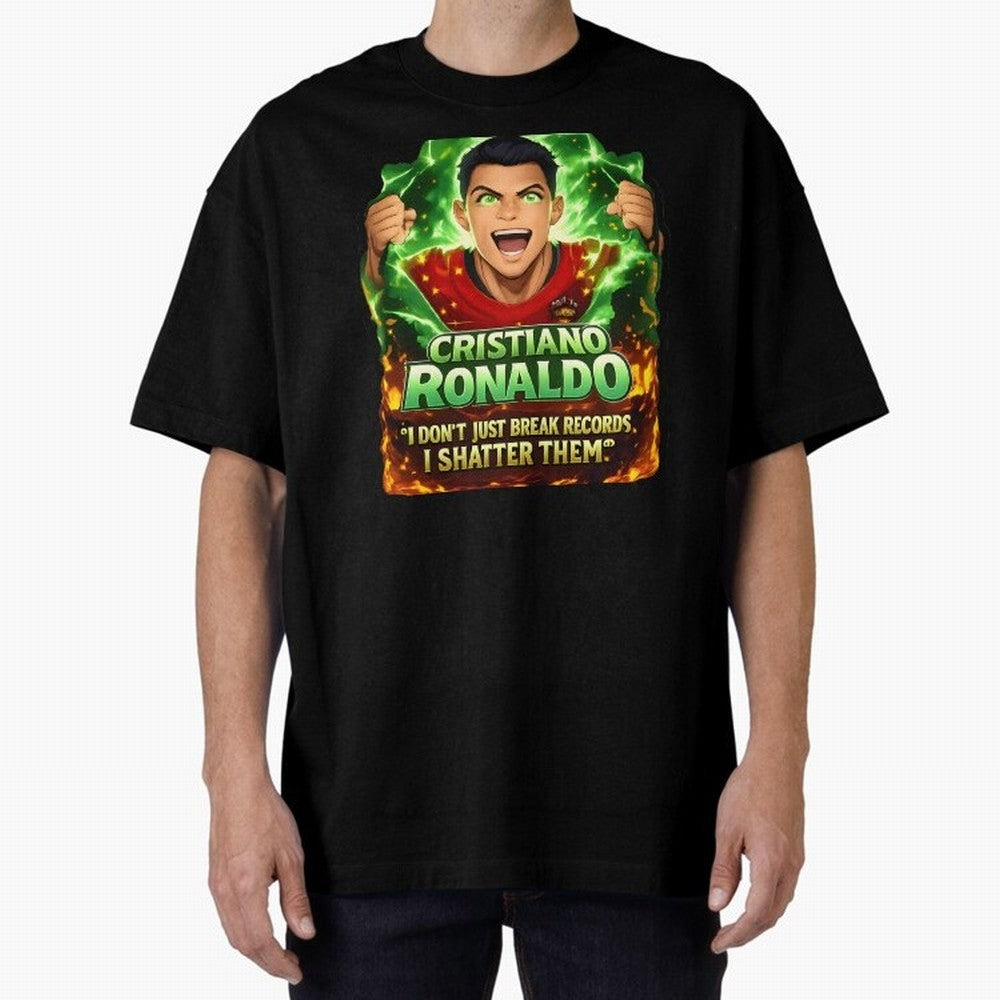 Cristiano Ronaldo Power Art Poster ¨C Legendary Football Motivation Design Oversized T-Shirt Celebrate Football Heritage in FIFA World Cup 2026 Filled with Cristiano Ronaldo, Haaland and CR7, France Energy, Fan Favorite Moments, National Team