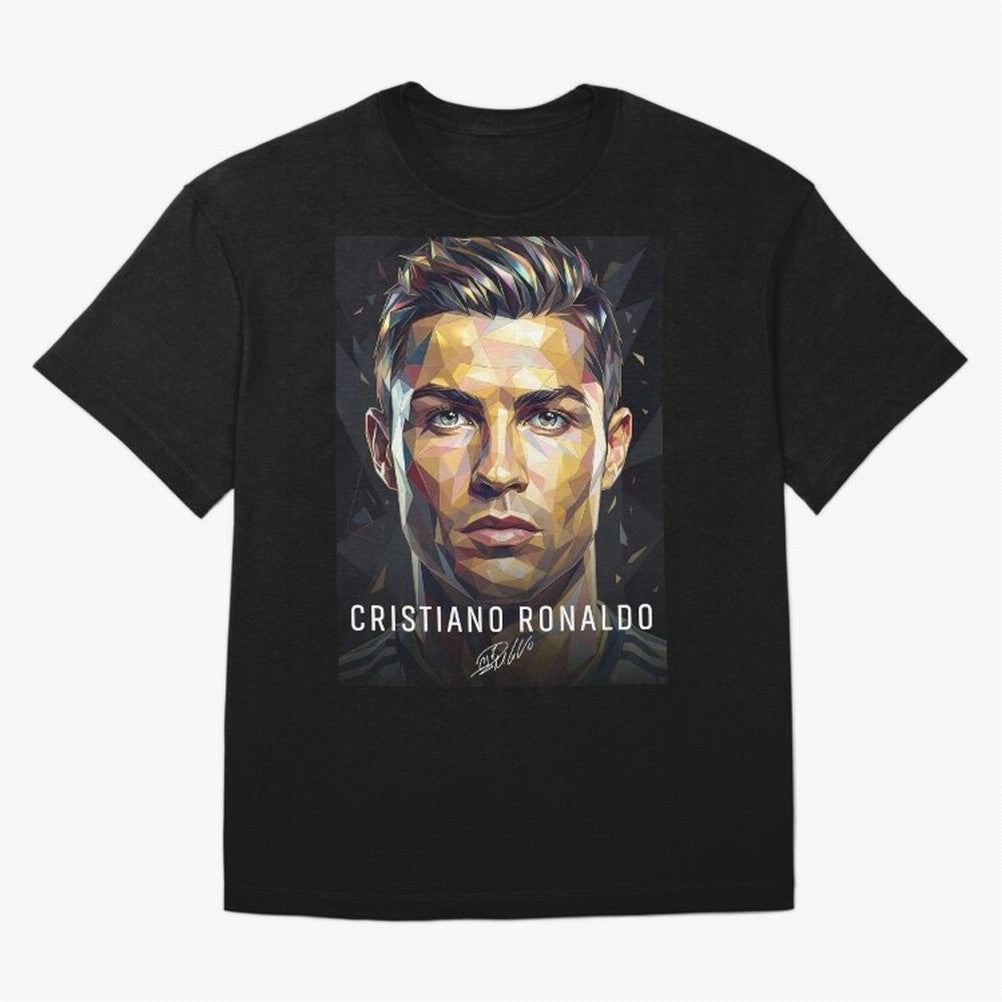 Cristiano Ronaldo Geometric Low Poly Soccer Legend Oversized T-Shirt Celebrate the Road through FIFA World Cup 2026 Spirit, Celebrating England, France and Netherlands, Haaland, Football History, Final Match Energy, Crowd Noise and Once in a