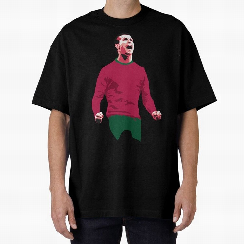Ronaldo Oversized T-Shirt Capture FIFA World Cup 2026 Spirit, Centered on Portugal, Haaland and Mbappe, Football History, Final Match Energy, Crowd Noise and Once in a Lifetime Moments; Created for Match Day Parties, Soccer Gifts, Fan Photos,