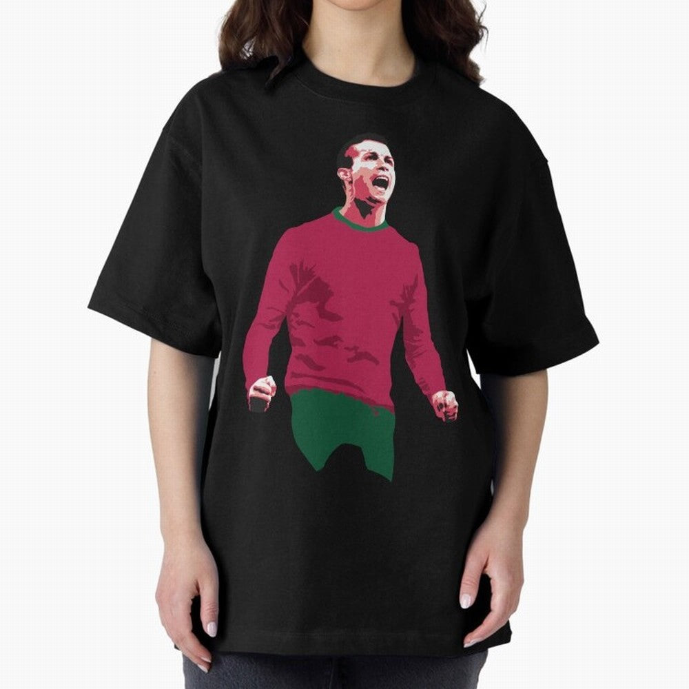 Ronaldo Oversized T-Shirt Capture FIFA World Cup 2026 Spirit, Centered on Portugal, Haaland and Mbappe, Football History, Final Match Energy, Crowd Noise and Once in a Lifetime Moments; Created for Match Day Parties, Soccer Gifts, Fan Photos,