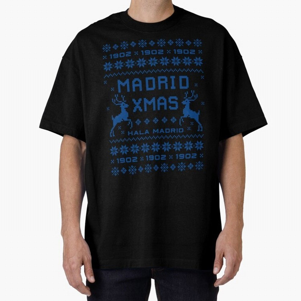 Real Madrid Christmas Oversized T-Shirt Back the Journey through FIFA World Cup 2026 USA Canada Mexico for Fans of Messi, CR7 and Mbappe and England, France and Netherlands, Bringing Soccer Culture, Superstar Moments, National Team Dreams and