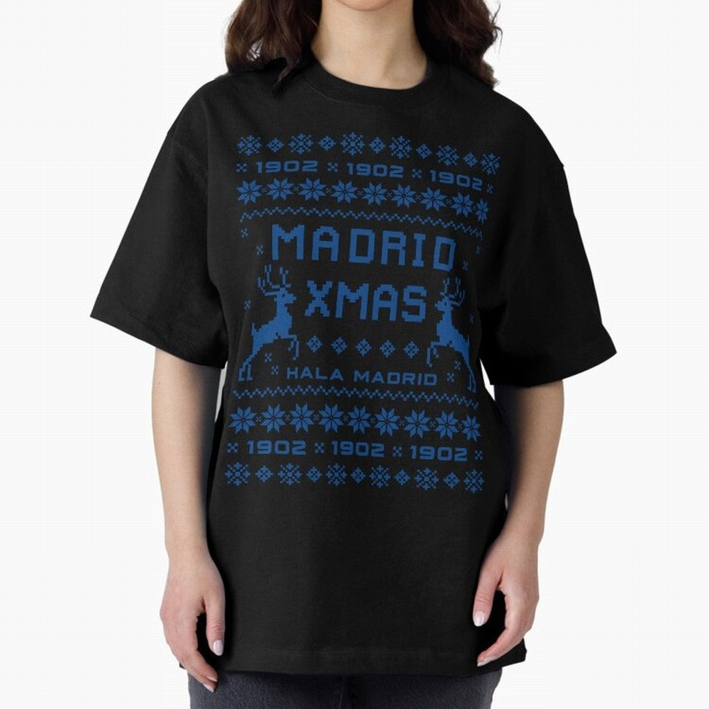 Real Madrid Christmas Oversized T-Shirt Back the Journey through FIFA World Cup 2026 USA Canada Mexico for Fans of Messi, CR7 and Mbappe and England, France and Netherlands, Bringing Soccer Culture, Superstar Moments, National Team Dreams and