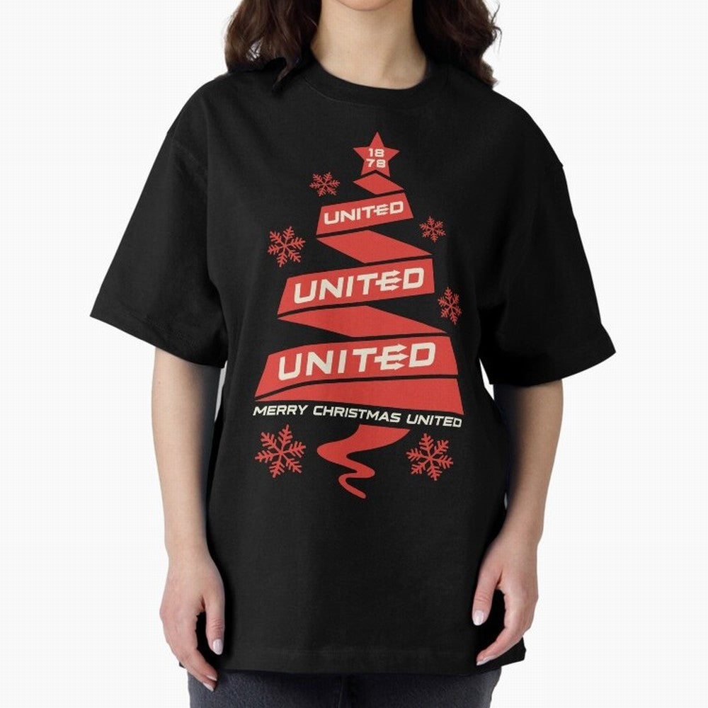 Manchester United Christmas Oversized T-Shirt Follow the Final Road of Match Day Hype around FIFA World Cup 2026 Group Stage, Haaland, Argentina and Brazil, Tournament Hype, Historic Matchups, Family Viewing Parties and Global Sports Pride; Created