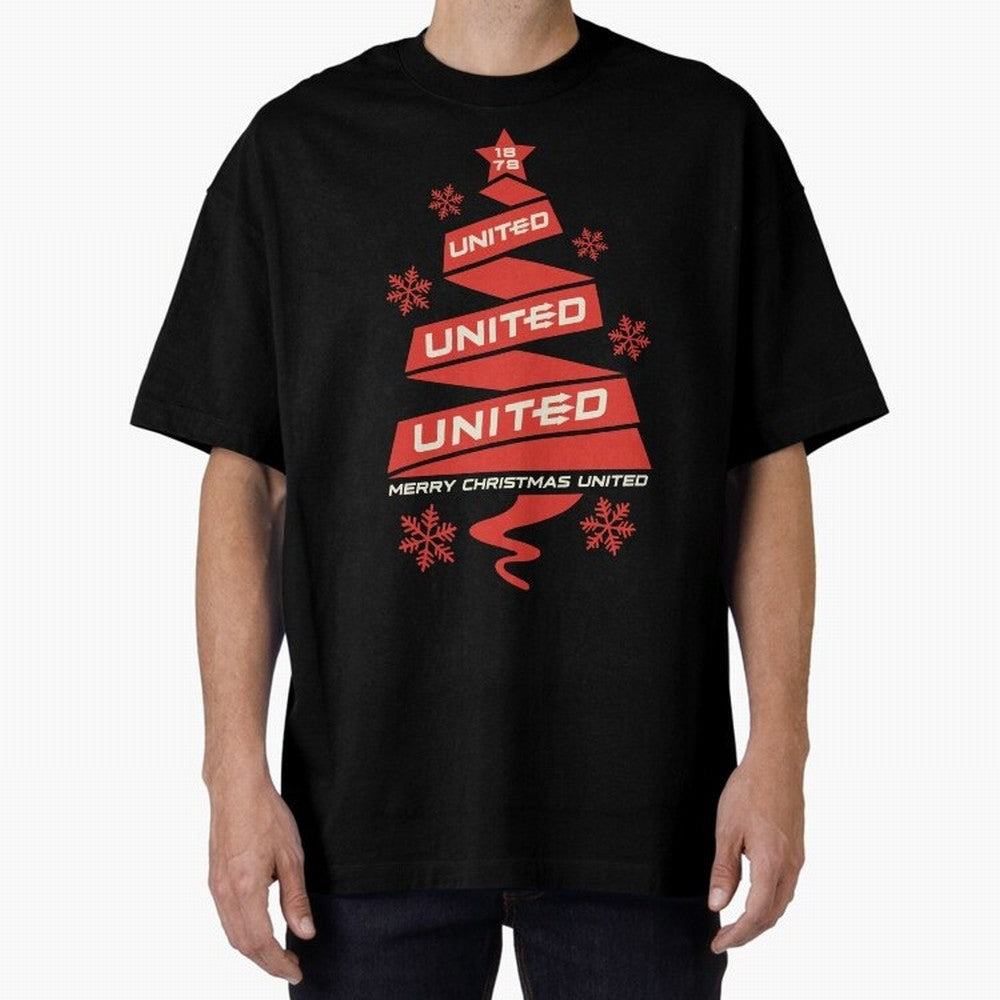 Manchester United Christmas Oversized T-Shirt Follow the Final Road of Match Day Hype around FIFA World Cup 2026 Group Stage, Haaland, Argentina and Brazil, Tournament Hype, Historic Matchups, Family Viewing Parties and Global Sports Pride; Created