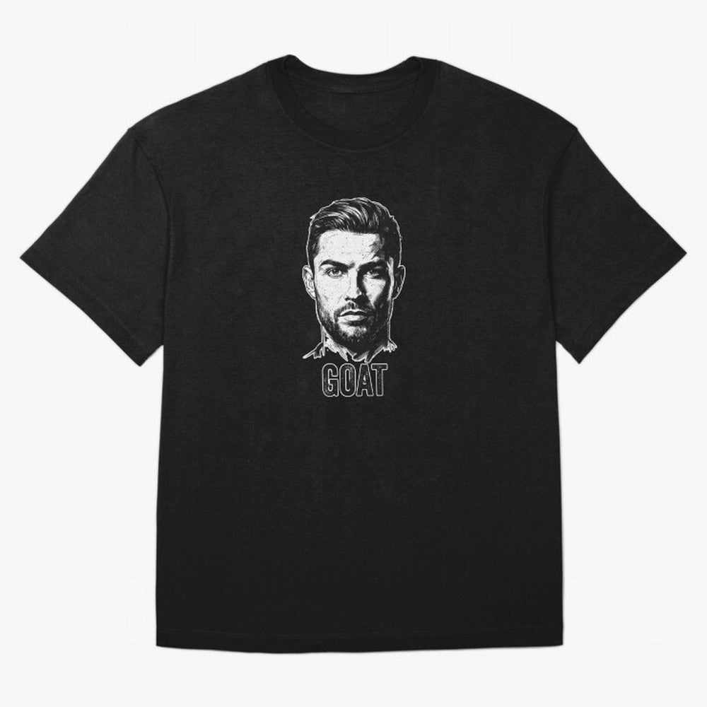 The G.O.A.T. ¨C Cristiano Ronaldo Legend Sketch Oversized T-Shirt Relive FIFA World Cup 2026 USA Canada Mexico for Fans of Messi and France, Bringing Stadium Memories, Football Loyalty, International Chants and Championship Tradition; Great for