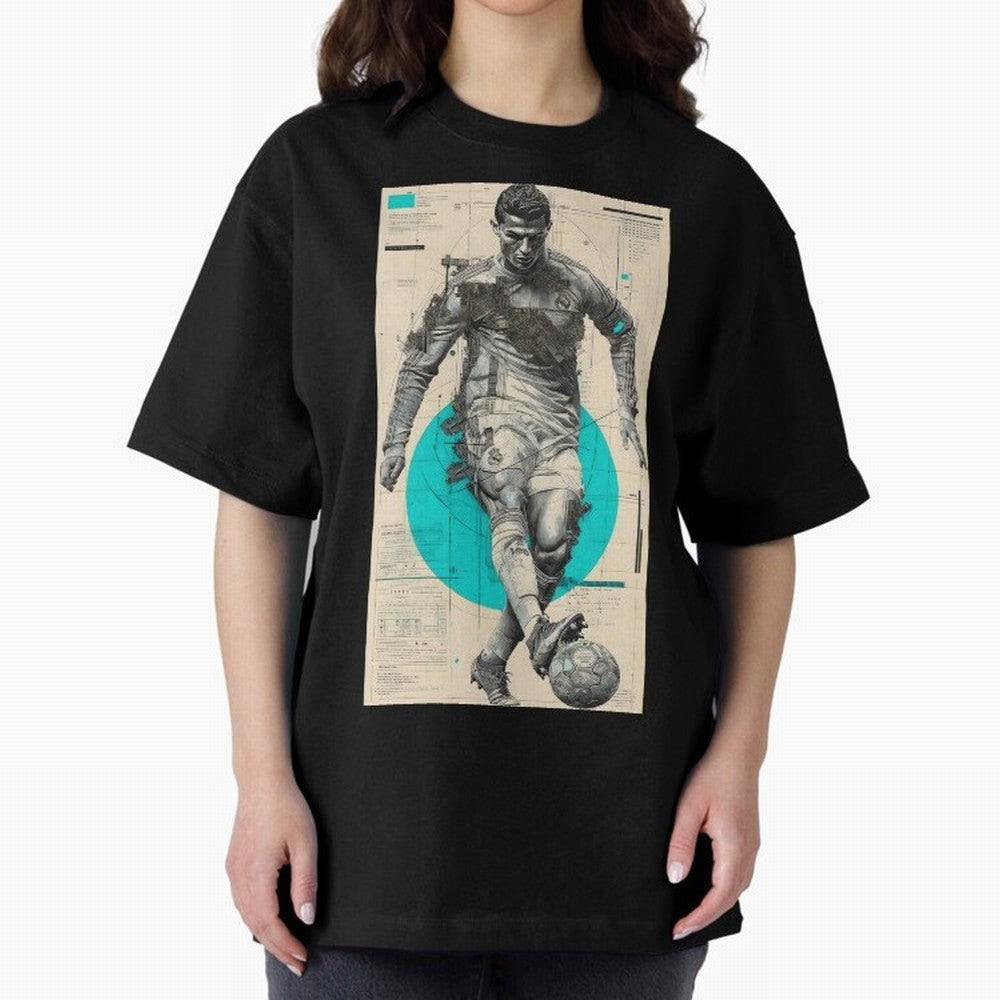 Futuristic Cristiano Ronaldo Illustration ¨C Cyber-Tech Football Art Oversized T-Shirt Support the Legends of FIFA World Cup 2026 Group Stage Filled with Haaland, Portugal, Spain and Germany Energy, Champion Mindset, Group Stage Buzz, Knockout