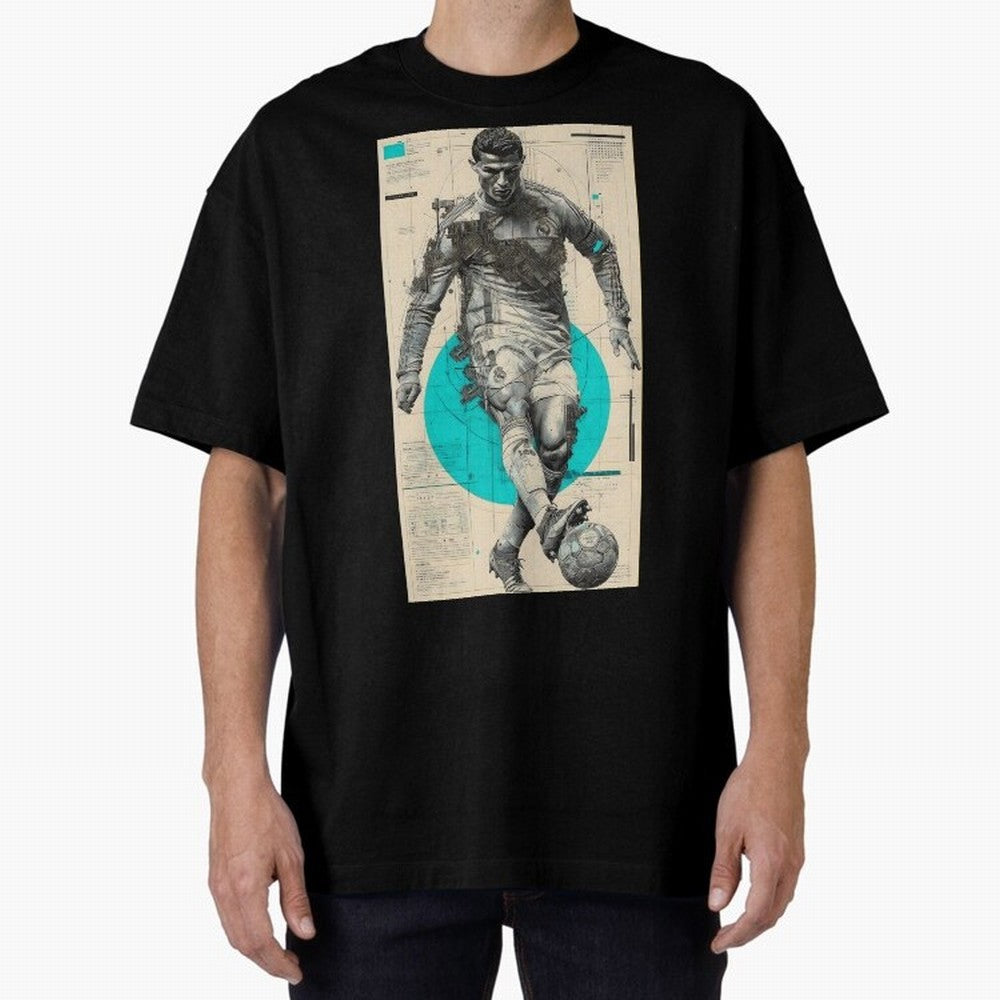 Futuristic Cristiano Ronaldo Illustration ¨C Cyber-Tech Football Art Oversized T-Shirt Support the Legends of FIFA World Cup 2026 Group Stage Filled with Haaland, Portugal, Spain and Germany Energy, Champion Mindset, Group Stage Buzz, Knockout