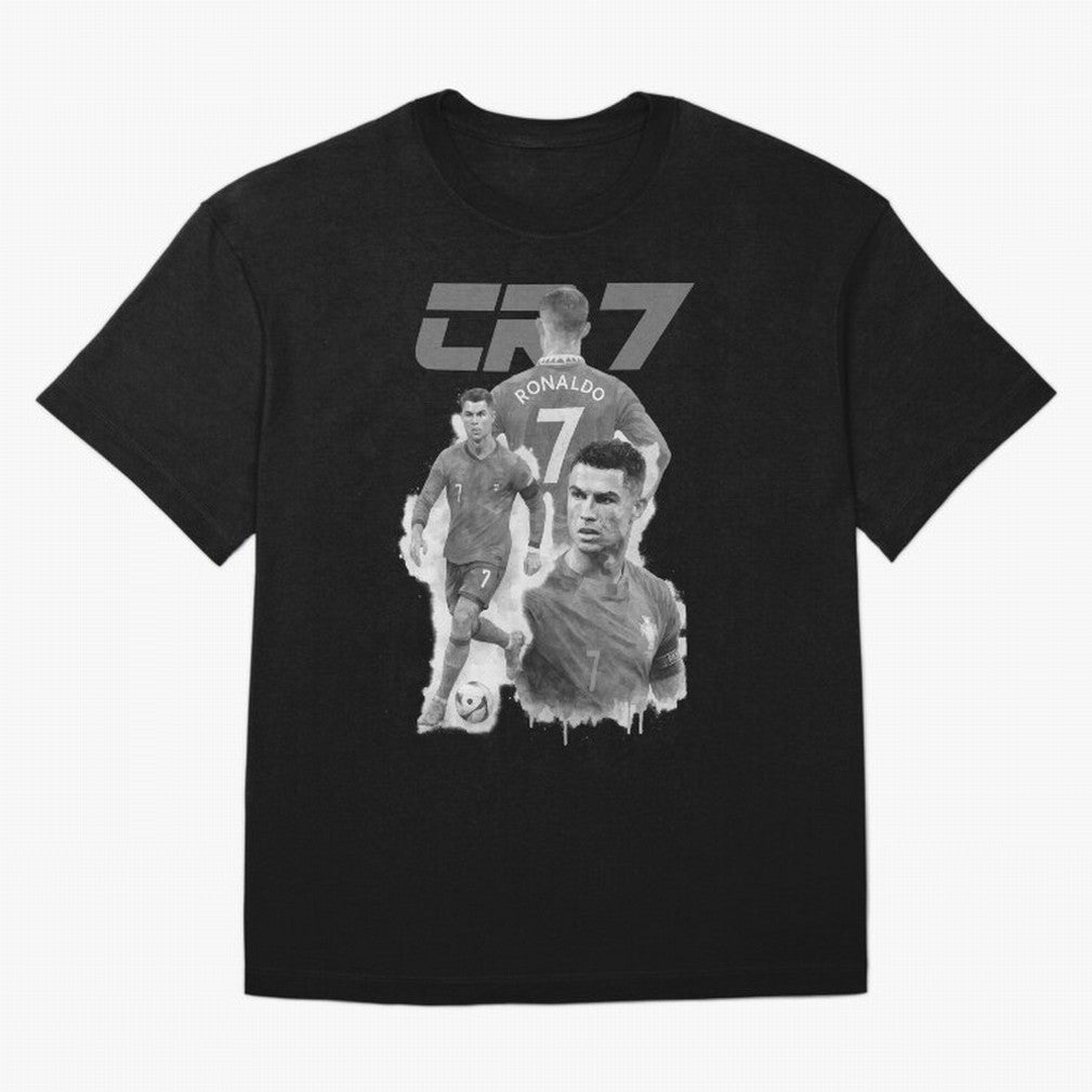 CR7 Cristiano Ronaldo illustration ink black white watercolour Oversized T-Shirt Feel International Energy from Global Football Passion for FIFA World Cup 2026, Highlighting Messi, Neymar and Mbappe, Brazil, Portugal and Argentina, Football