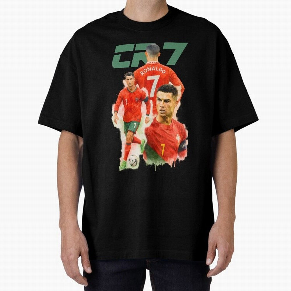 CR7 Cristiano Ronaldo illustration watercolour Oversized T-Shirt Join FIFA World Cup 2026 for Fans of CR7 and England, France and Netherlands, Bringing Football Passion, Legendary Performances, Festival Vibes and Supporter Community; Built for