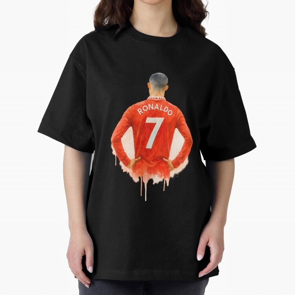 CR7 Cristiano Ronaldo potrait art a powerful moment artwork Oversized T-Shirt Celebrate Supporters United by the FIFA World Cup 2026 USA Canada Mexico Journey through Neymar, Haaland and Cristiano Ronaldo Highlights, Portugal Pride, Vintage Soccer