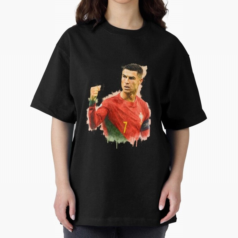 CR7 Cristiano Ronaldo potrait a powerful moment artwork Oversized T-Shirt Support the Legends of FIFA World Cup 2026 with Messi and Cristiano Ronaldo, England Energy, Football Passion, Legendary Performances, Festival Vibes and Supporter Community;