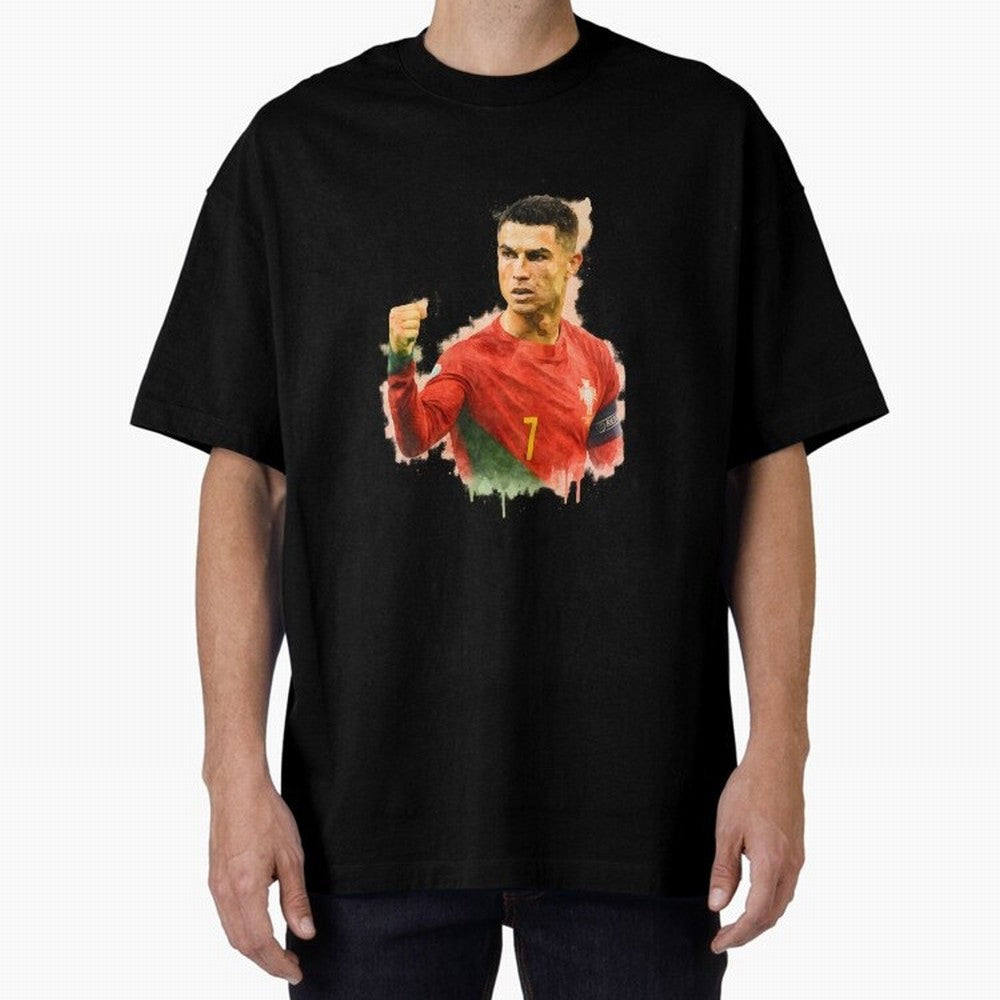 CR7 Cristiano Ronaldo potrait a powerful moment artwork Oversized T-Shirt Support the Legends of FIFA World Cup 2026 with Messi and Cristiano Ronaldo, England Energy, Football Passion, Legendary Performances, Festival Vibes and Supporter Community;