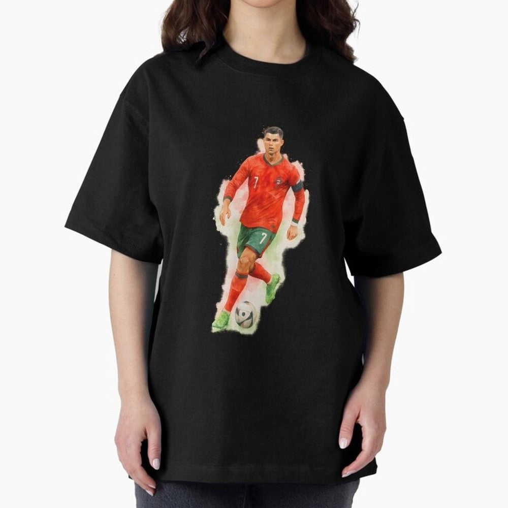 CR7 Cristiano Ronaldo a powerful moment artwork Oversized T-Shirt Cheer through Every Moment of Global Football Passion for FIFA World Cup 2026 USA Canada Mexico, Connected to Cristiano Ronaldo, England, France and Netherlands, Vintage Soccer
