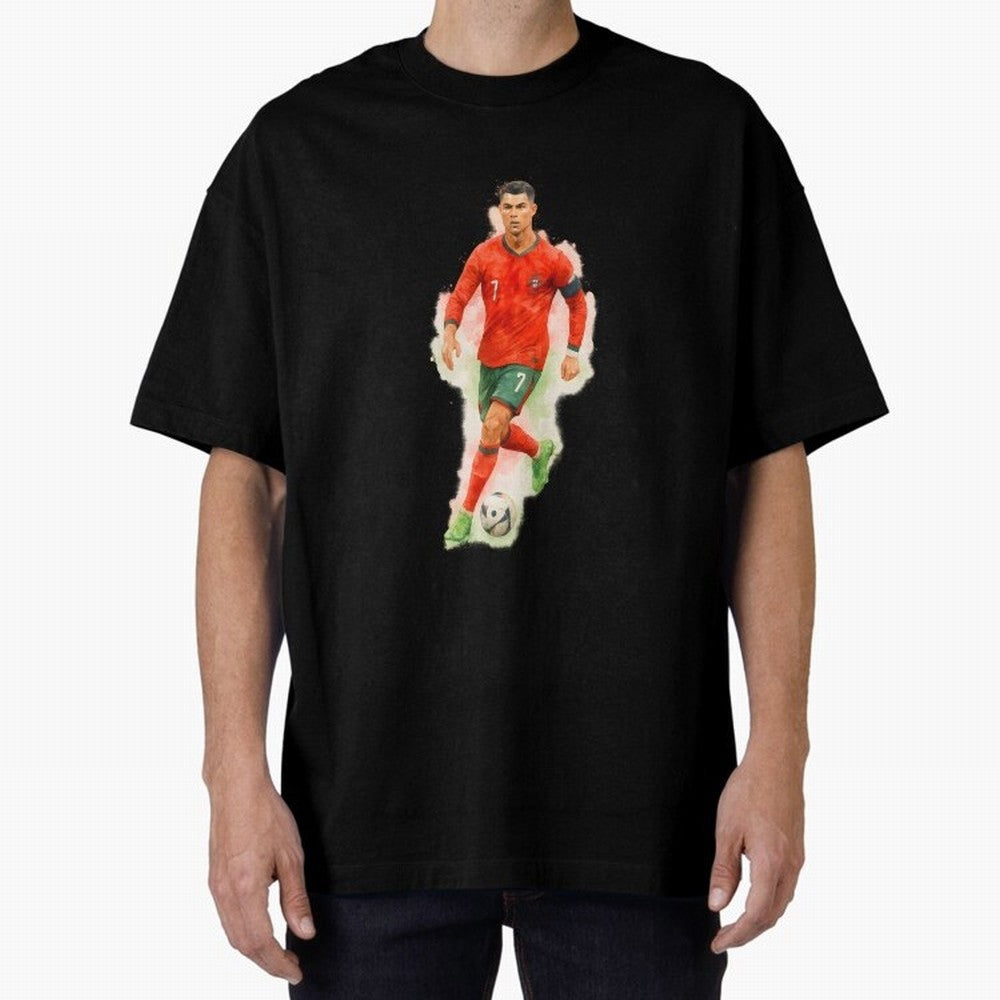 CR7 Cristiano Ronaldo a powerful moment artwork Oversized T-Shirt Cheer through Every Moment of Global Football Passion for FIFA World Cup 2026 USA Canada Mexico, Connected to Cristiano Ronaldo, England, France and Netherlands, Vintage Soccer