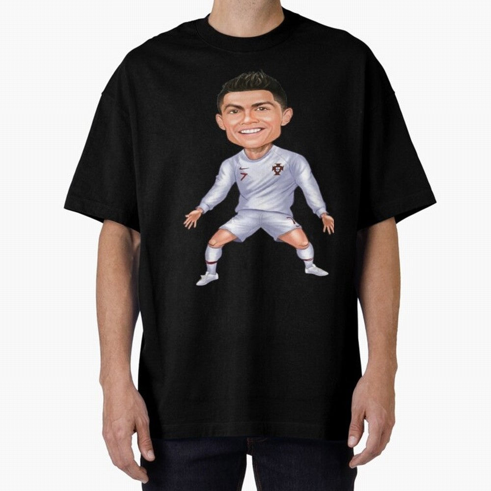 Cristiano Ronaldo Cartoon Oversized T-Shirt Enjoy the Biggest Football Party of FIFA World Cup 2026 USA Canada Mexico for Fans of Haaland and Mbappe and Brazil, Bringing Fan Favorite Moments, National Team Passion, Big Match Drama and Soccer