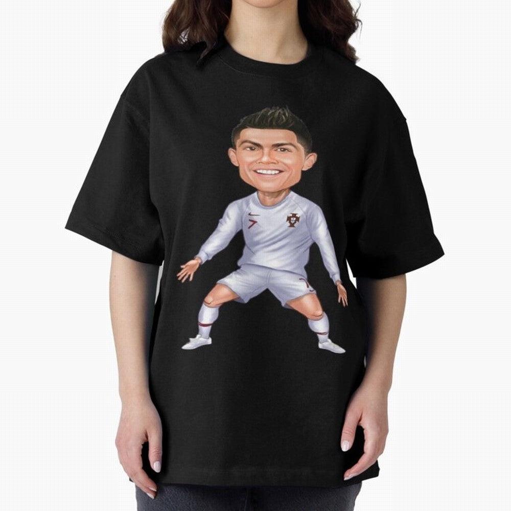 Cristiano Ronaldo Cartoon Oversized T-Shirt Enjoy the Biggest Football Party of FIFA World Cup 2026 USA Canada Mexico for Fans of Haaland and Mbappe and Brazil, Bringing Fan Favorite Moments, National Team Passion, Big Match Drama and Soccer
