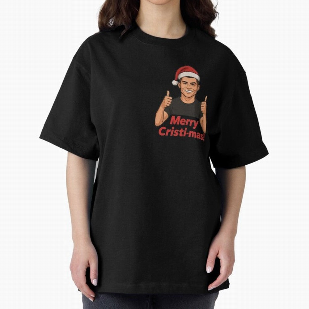 Merry Cristi-mas! CR7 Xmas holiday cheer Oversized T-Shirt Celebrate Football Dreams Across Global Football Passion for FIFA World Cup 2026, Connected to Cristiano Ronaldo, Haaland and CR7, France and Portugal, Stadium Memories, Football Loyalty,