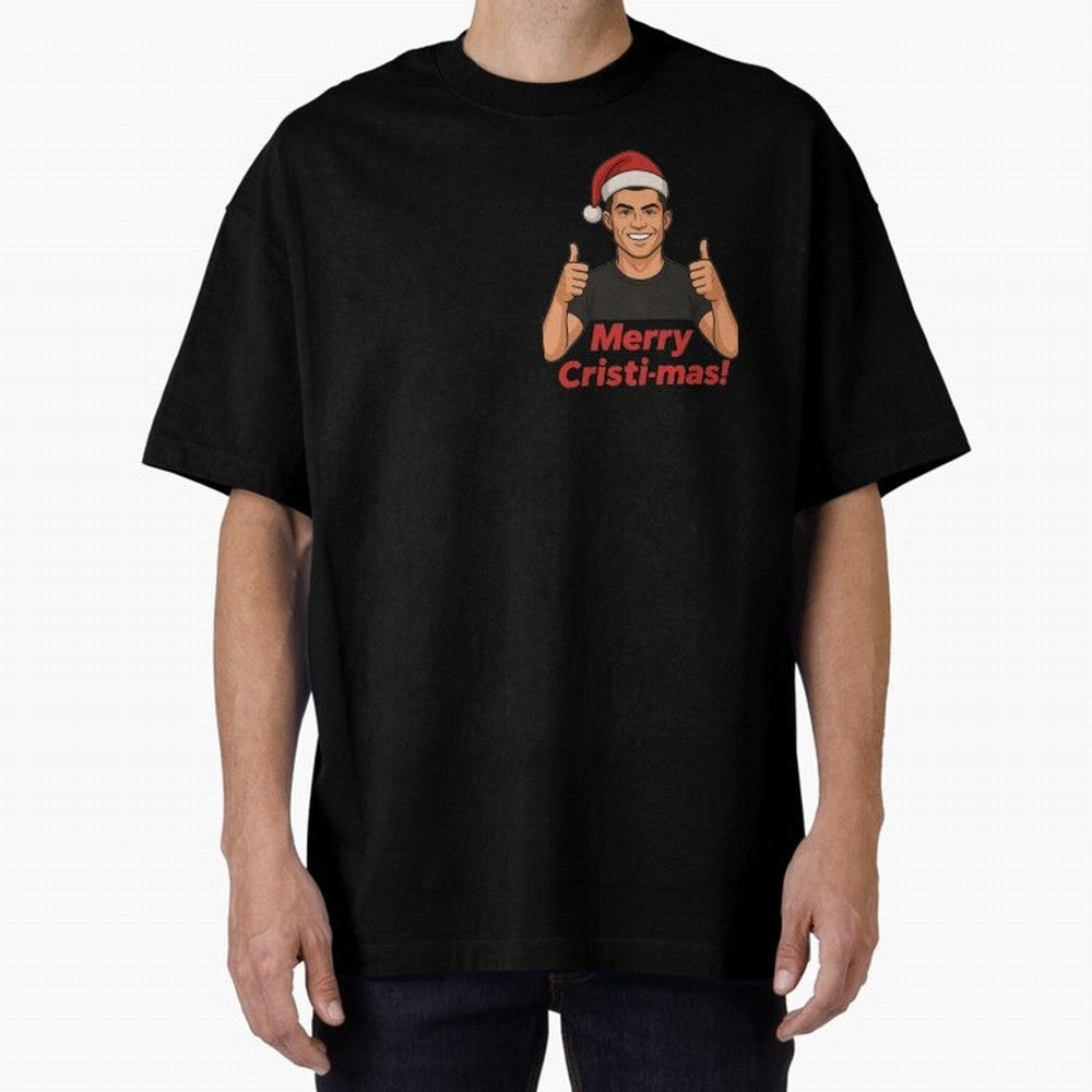 Merry Cristi-mas! CR7 Xmas holiday cheer Oversized T-Shirt Celebrate Football Dreams Across Global Football Passion for FIFA World Cup 2026, Connected to Cristiano Ronaldo, Haaland and CR7, France and Portugal, Stadium Memories, Football Loyalty,